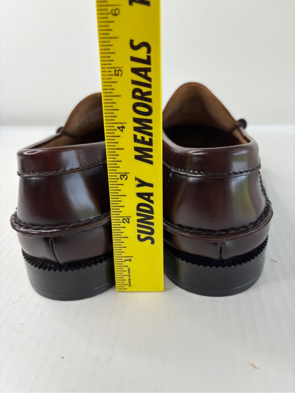 Florsheim Penny Loafers Mens Sz 9 Burgundy Leather Pinch Round Toe Slip On Shoes - Picture 9 of 13